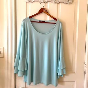 Mint green bell sleeve top